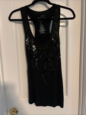 Miley Cyrus & Max Azria Black Sequin Racerback Tank